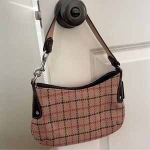Coach Wool Plaid and Leather Shoulder Bag